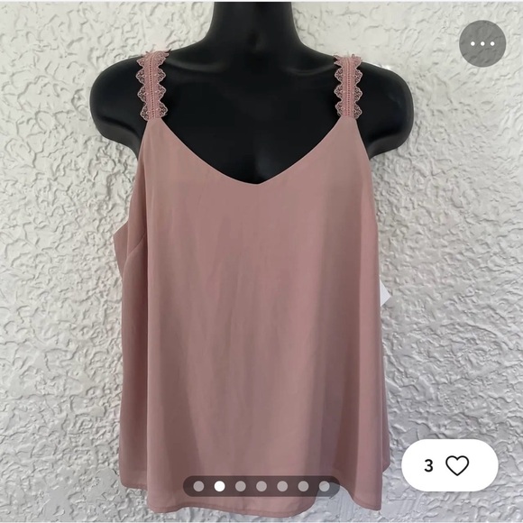 Nordstrom Rack Blush Pink Adobe Eyelet Trim double layer Blouse size large - Picture 8 of 8